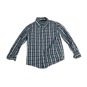 Janie and Jack Navy and White Plaid Button-Down Shirt
